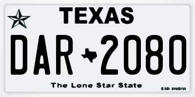 TX license plate DAR2080