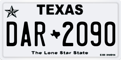 TX license plate DAR2090