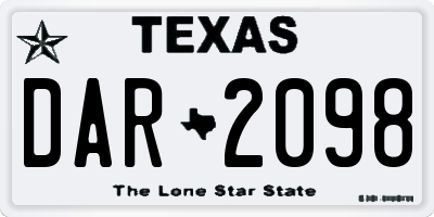 TX license plate DAR2098