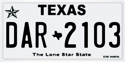TX license plate DAR2103