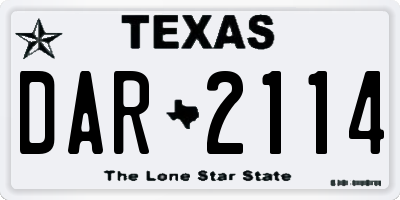 TX license plate DAR2114