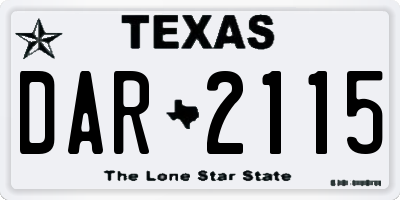 TX license plate DAR2115