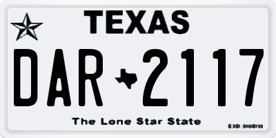 TX license plate DAR2117