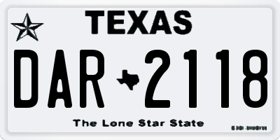 TX license plate DAR2118