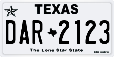 TX license plate DAR2123