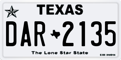 TX license plate DAR2135