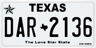 TX license plate DAR2136
