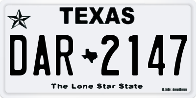 TX license plate DAR2147