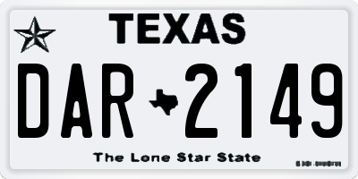 TX license plate DAR2149