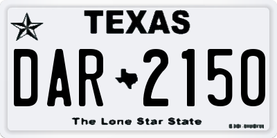 TX license plate DAR2150