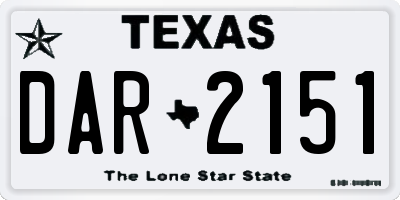 TX license plate DAR2151