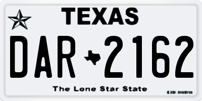 TX license plate DAR2162