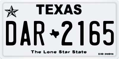 TX license plate DAR2165
