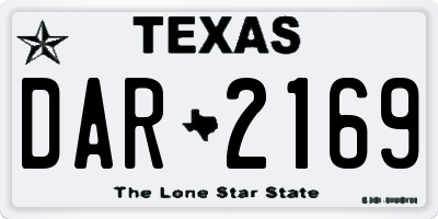 TX license plate DAR2169