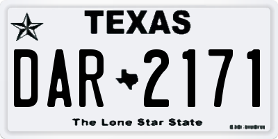 TX license plate DAR2171