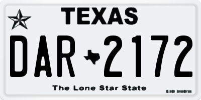 TX license plate DAR2172