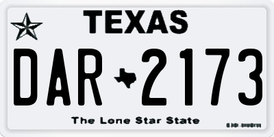 TX license plate DAR2173