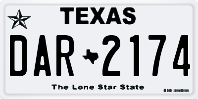 TX license plate DAR2174