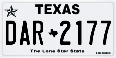 TX license plate DAR2177