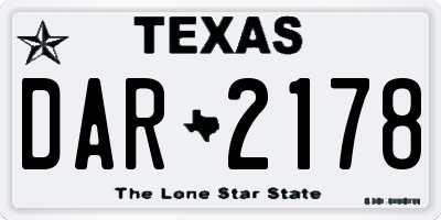 TX license plate DAR2178