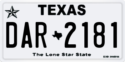 TX license plate DAR2181
