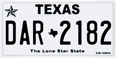 TX license plate DAR2182