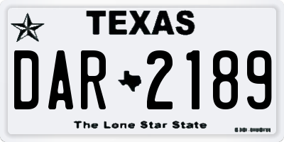 TX license plate DAR2189