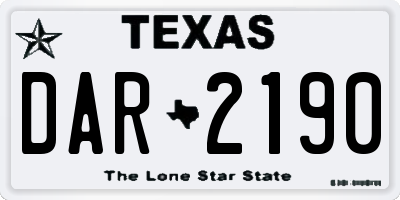 TX license plate DAR2190