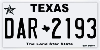 TX license plate DAR2193