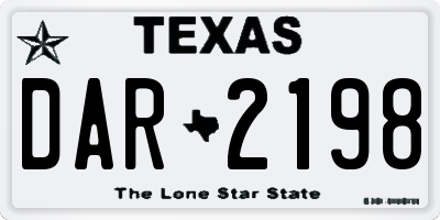 TX license plate DAR2198