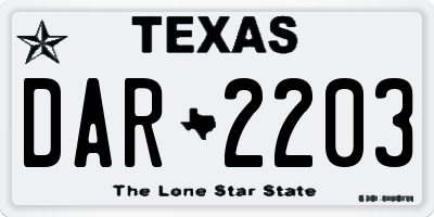 TX license plate DAR2203
