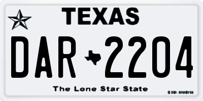 TX license plate DAR2204