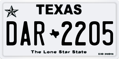 TX license plate DAR2205