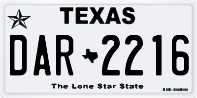 TX license plate DAR2216