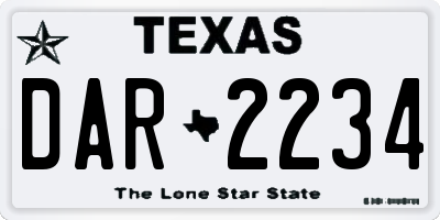 TX license plate DAR2234