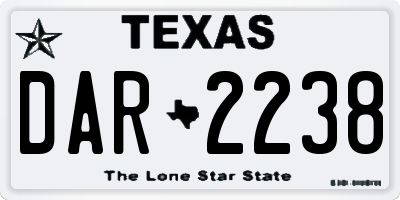 TX license plate DAR2238