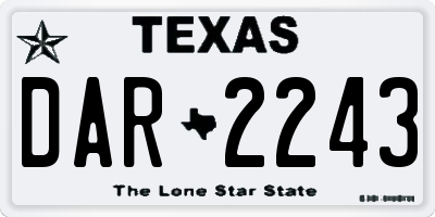 TX license plate DAR2243