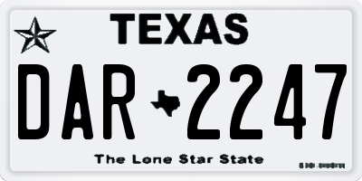 TX license plate DAR2247