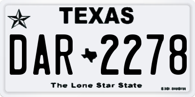 TX license plate DAR2278
