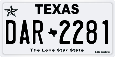 TX license plate DAR2281
