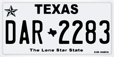 TX license plate DAR2283