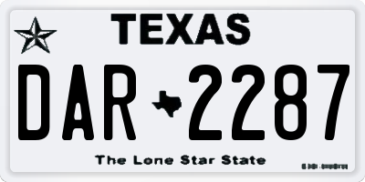 TX license plate DAR2287