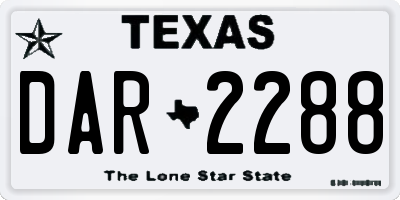 TX license plate DAR2288