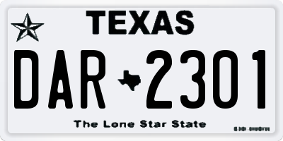 TX license plate DAR2301