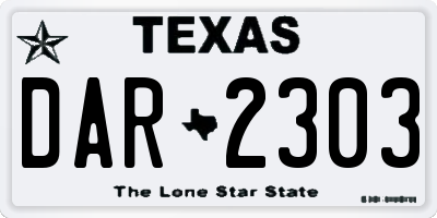 TX license plate DAR2303