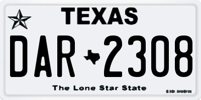 TX license plate DAR2308