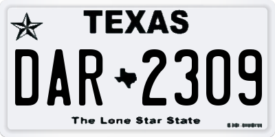 TX license plate DAR2309