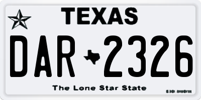 TX license plate DAR2326