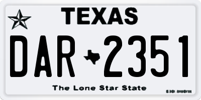 TX license plate DAR2351