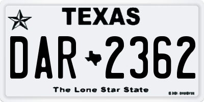 TX license plate DAR2362
